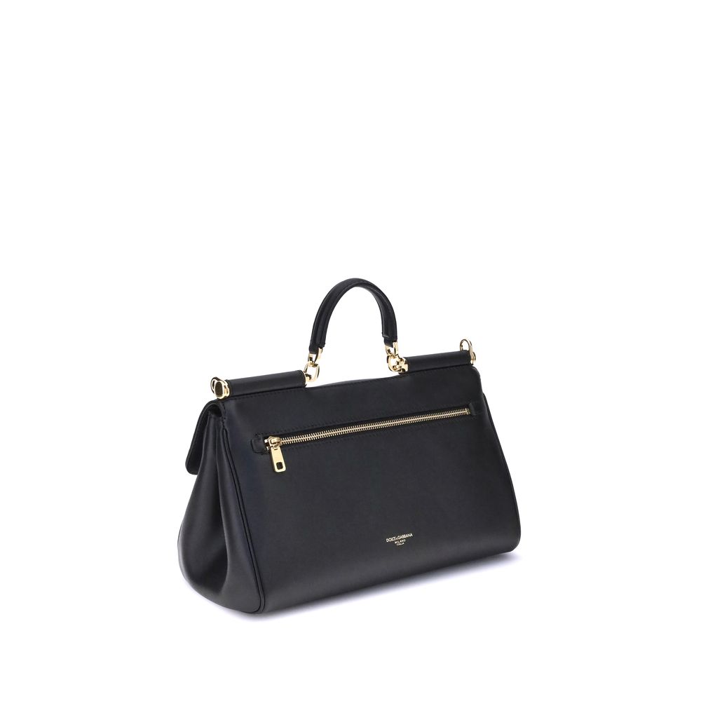 Dolce & Gabbana My Sicily Umhängetasche aus schwarzem Kalbsleder