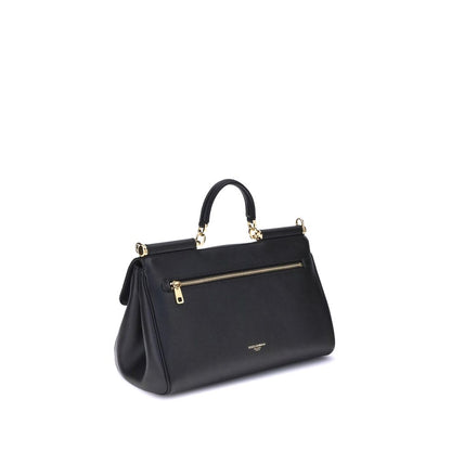 Dolce & Gabbana My Sicily Umhängetasche aus schwarzem Kalbsleder