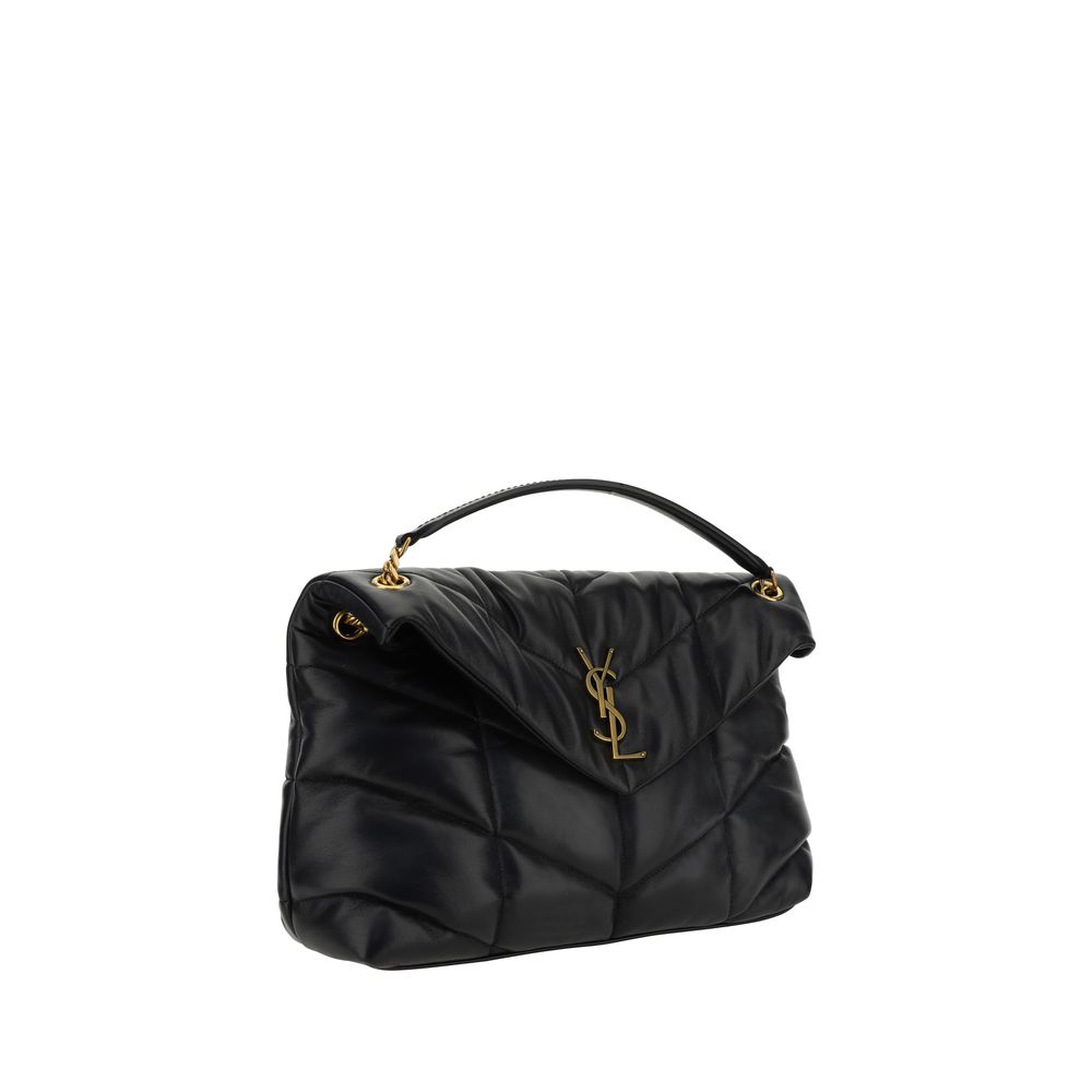 Saint Laurent LouLou Medium Schultertasche aus schwarzem Lammleder – Eleganz trifft Praktikabilität