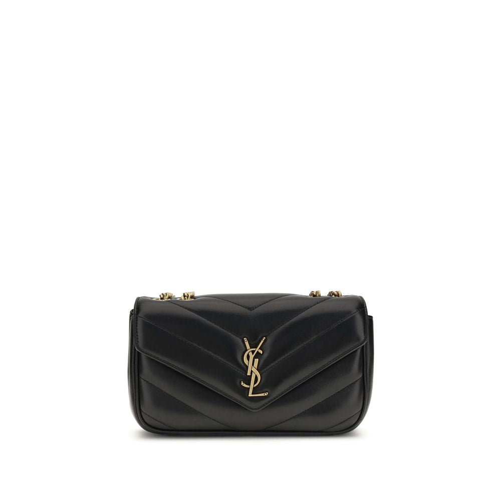 Saint Laurent LouLou Schultertasche aus schwarzem Lammleder