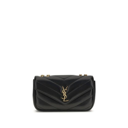 Saint Laurent LouLou Schultertasche aus schwarzem Lammleder