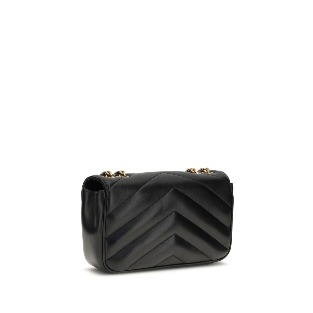 Saint Laurent LouLou Schultertasche aus schwarzem Lammleder
