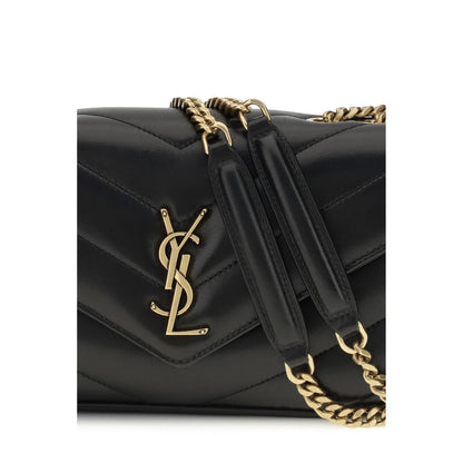Saint Laurent LouLou Schultertasche aus schwarzem Lammleder