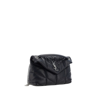 Saint Laurent LouLou Schultertasche aus schwarzem Lammleder
