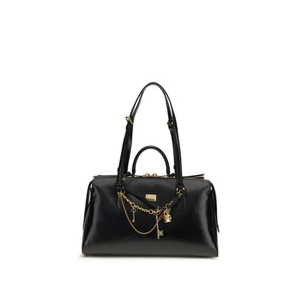 Dolce & Gabbana Vittoria Medium Handtasche aus schwarzem Kalbsleder