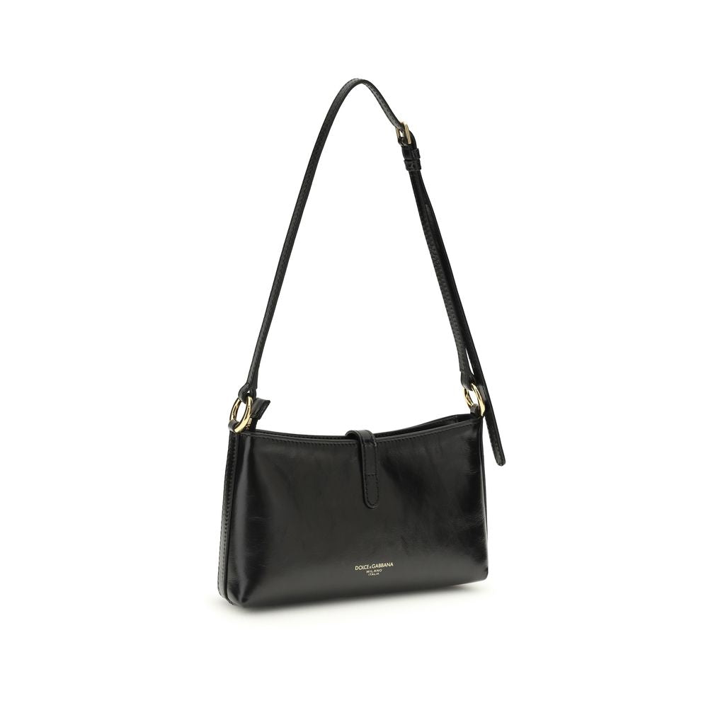 Dolce & Gabbana Schwarze Kalbsleder Bos Taurus Schultertasche - Eleganz in Vollendung