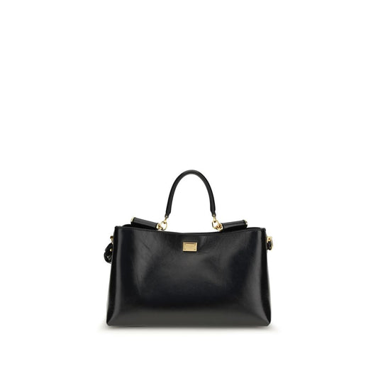 Dolce & Gabbana Vittoria Medium Handtasche aus schwarzem Kalbsleder