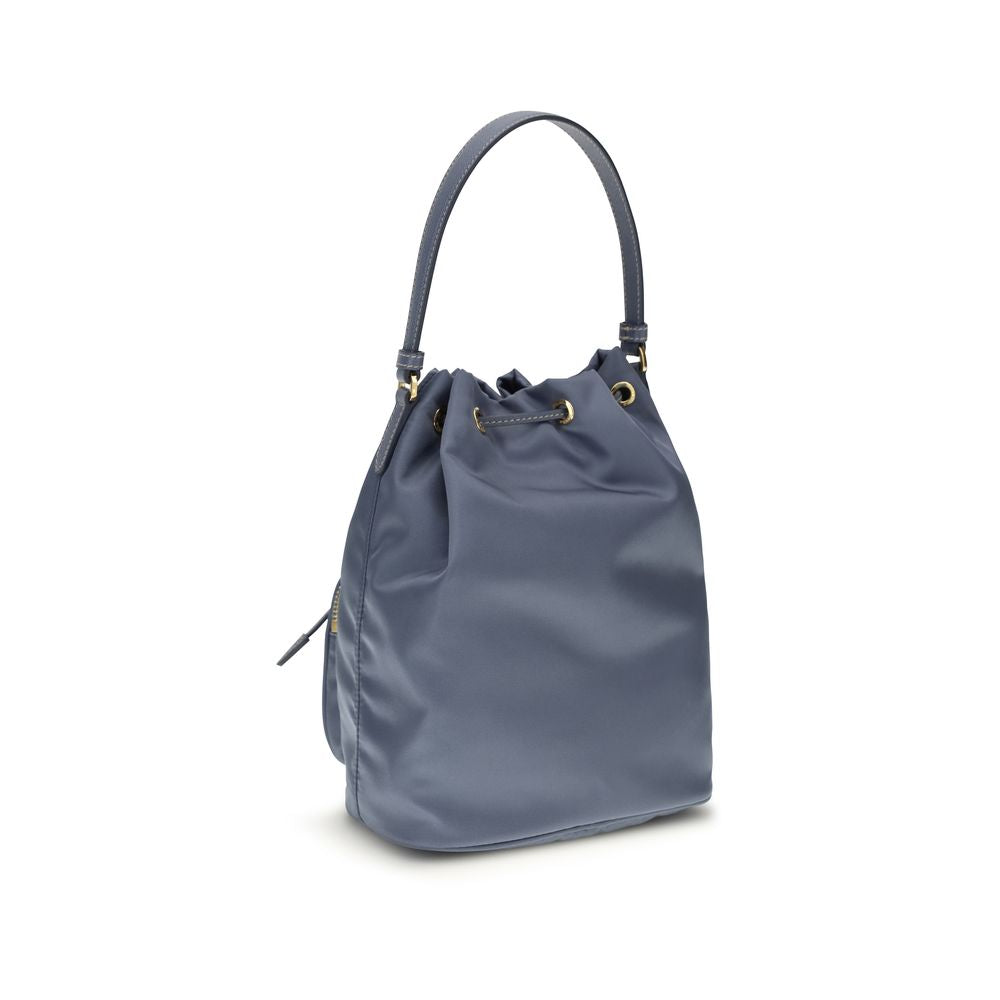 Prada Blaue Bucket Bag aus recyceltem Polyamid – Luxuriöse handgefertigte Damenhandtasche