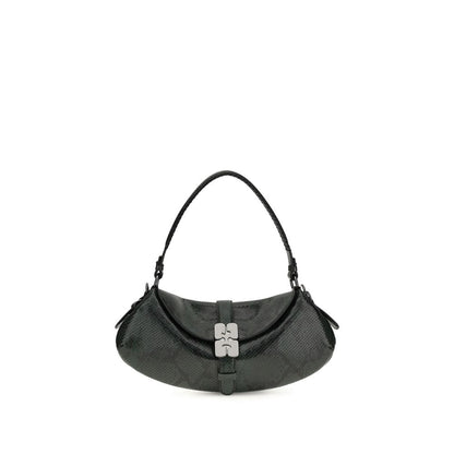Ganni B-Kat Schultertasche aus recyceltem Leder in Blau – Elegante Designer-Handtasche