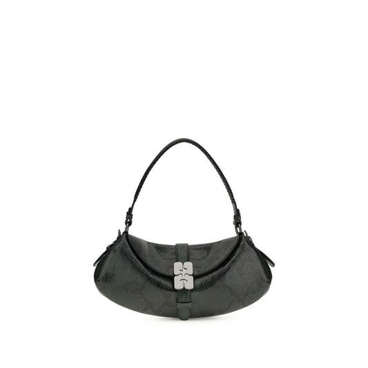 Ganni B-Kat Schultertasche aus recyceltem Leder in Blau – Elegante Designer-Handtasche