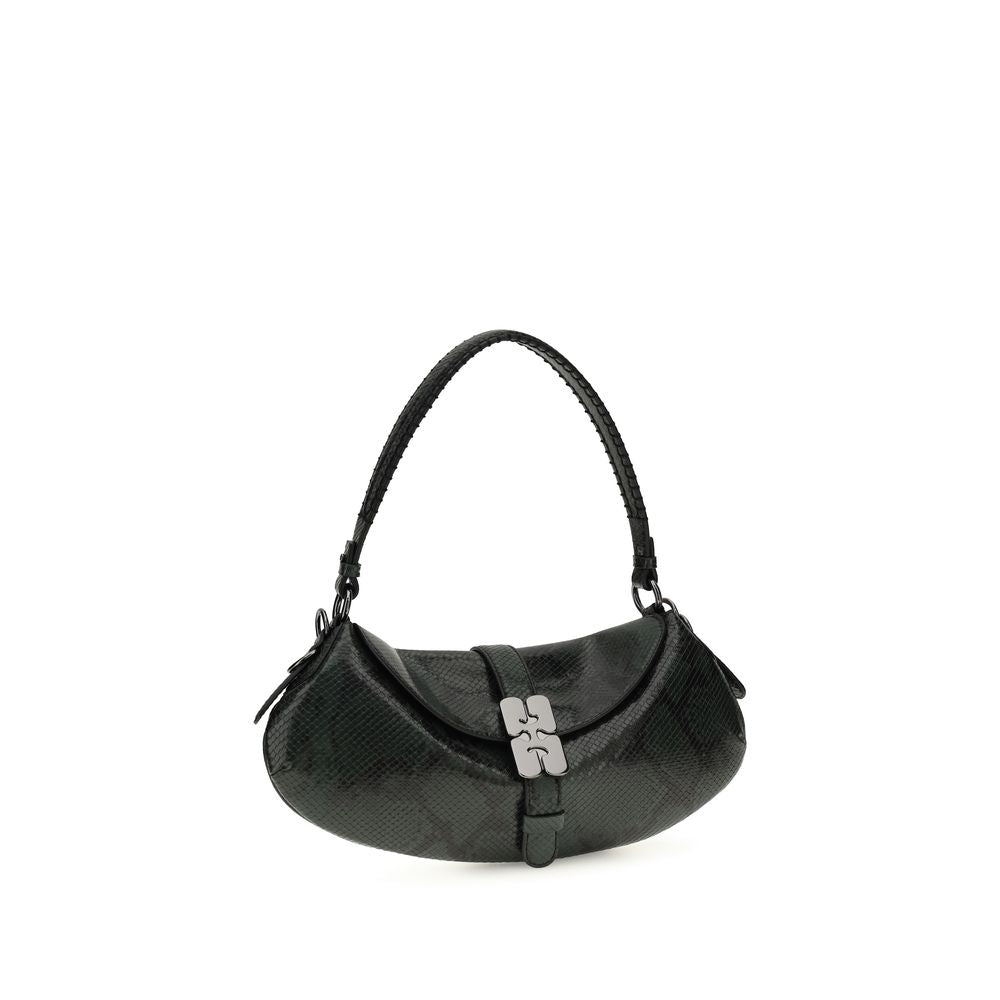 Ganni B-Kat Schultertasche aus recyceltem Leder in Blau – Elegante Designer-Handtasche