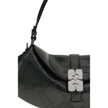 Ganni B-Kat Schultertasche aus recyceltem Leder in Blau – Elegante Designer-Handtasche