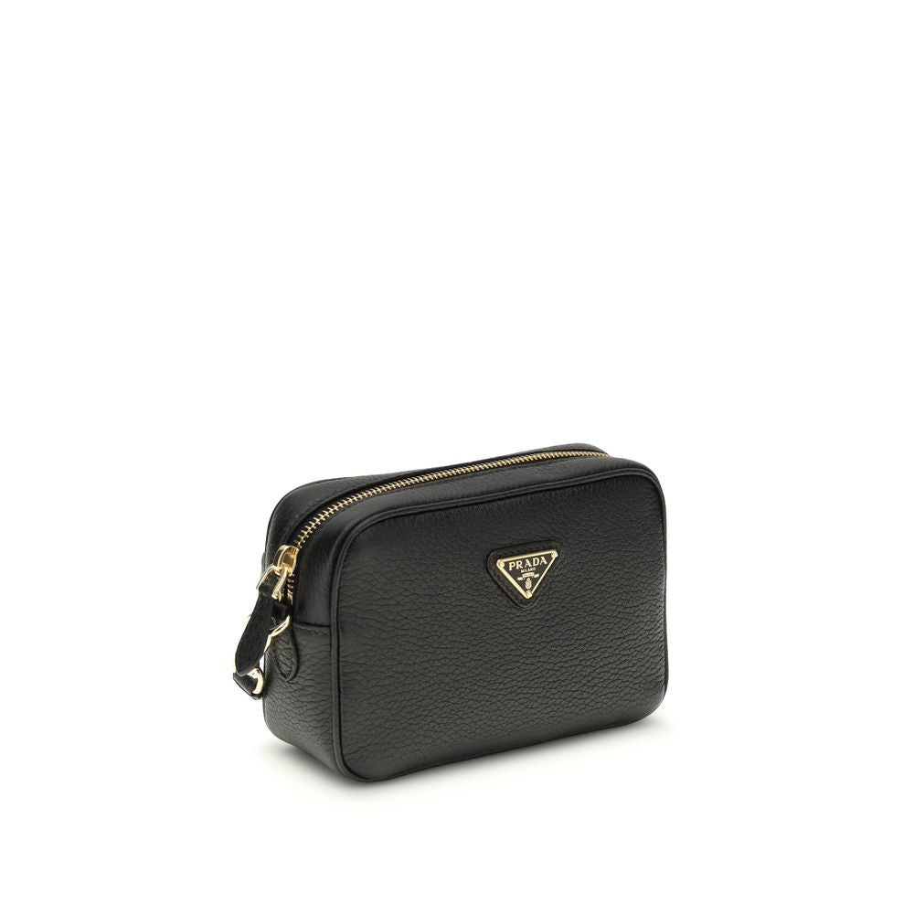 Prada Schwarze Bos Taurus Kalbsleder Mini Schultertasche - Eleganz für den täglichen Gebrauch