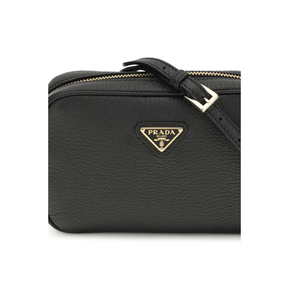 Prada Schwarze Bos Taurus Kalbsleder Mini Schultertasche - Eleganz für den täglichen Gebrauch