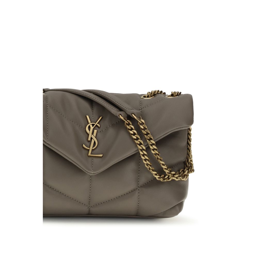 Saint Laurent Graue Lammleder Schultertasche Ovis Aries – Luxuriöses Accessoire für Frauen