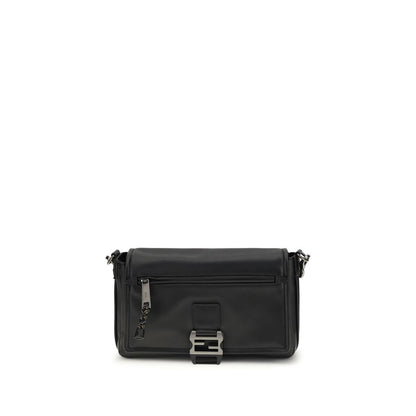 Fendi Flux Messenger Umhängetasche aus schwarzem Kalbsleder