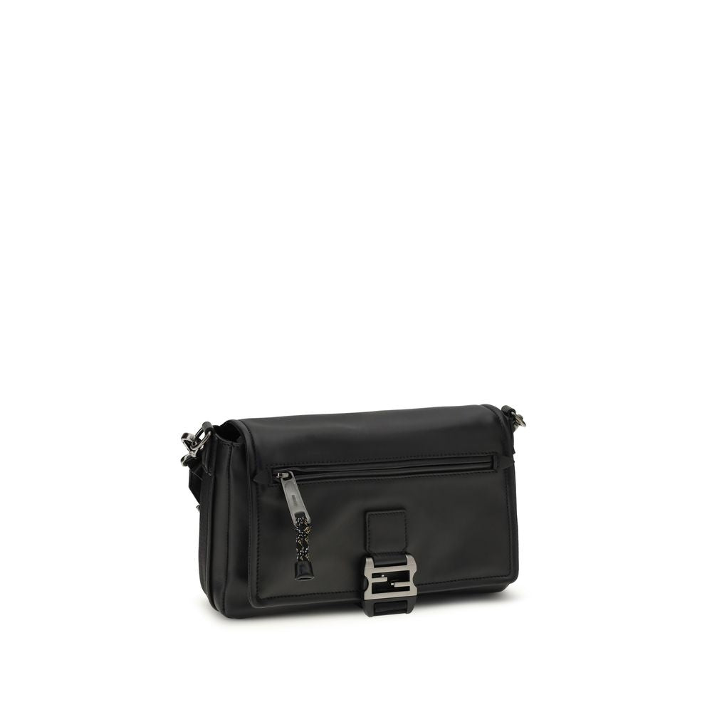 Fendi Flux Messenger Umhängetasche aus schwarzem Kalbsleder