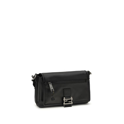Fendi Flux Messenger Umhängetasche aus schwarzem Kalbsleder