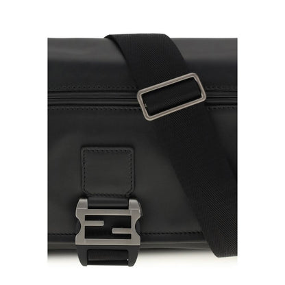 Fendi Flux Messenger Umhängetasche aus schwarzem Kalbsleder
