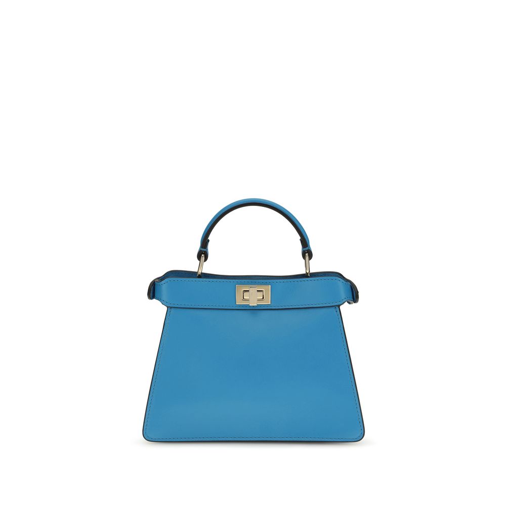 Fendi Peekaboo ISeeU Petite Handtasche aus blauem Kalbsleder