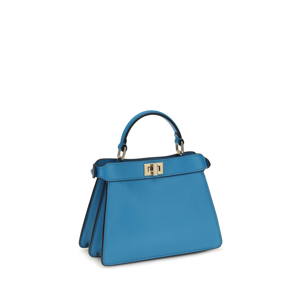 Fendi Peekaboo ISeeU Petite Handtasche aus blauem Kalbsleder