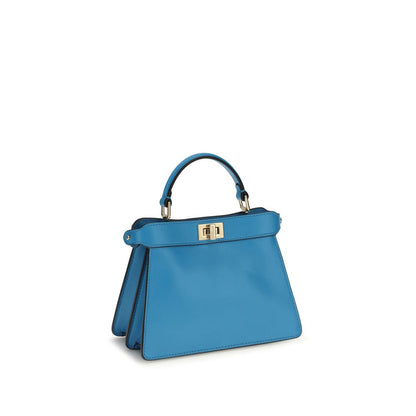 Fendi Peekaboo ISeeU Petite Handtasche aus blauem Kalbsleder