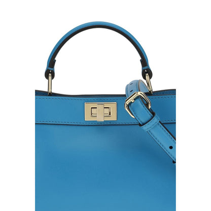 Fendi Peekaboo ISeeU Petite Handtasche aus blauem Kalbsleder