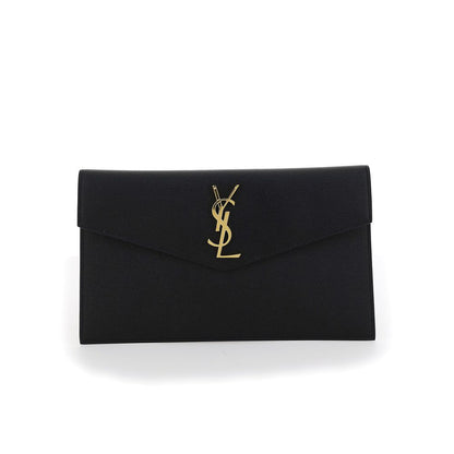Saint Laurent Schwarzes Kalbsleder Bos Taurus Portemonnaie