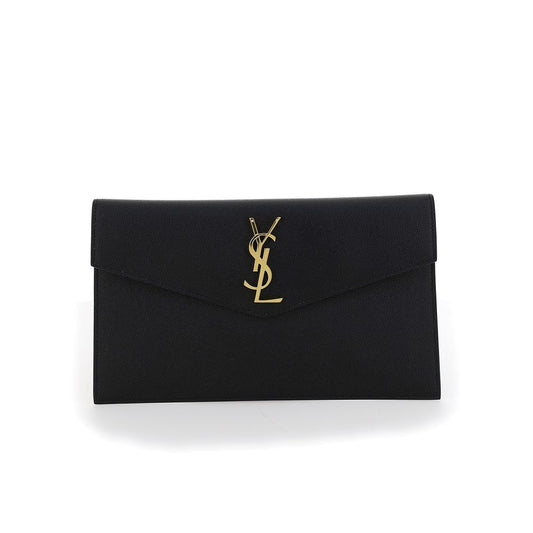 Saint Laurent Schwarzes Kalbsleder Bos Taurus Portemonnaie