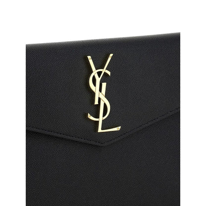 Saint Laurent Schwarzes Kalbsleder Bos Taurus Portemonnaie