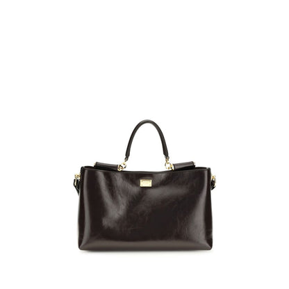 Dolce & Gabbana Vittoria Medium Handtasche aus braunem Kalbsleder