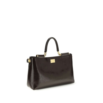 Dolce & Gabbana Vittoria Medium Handtasche aus braunem Kalbsleder