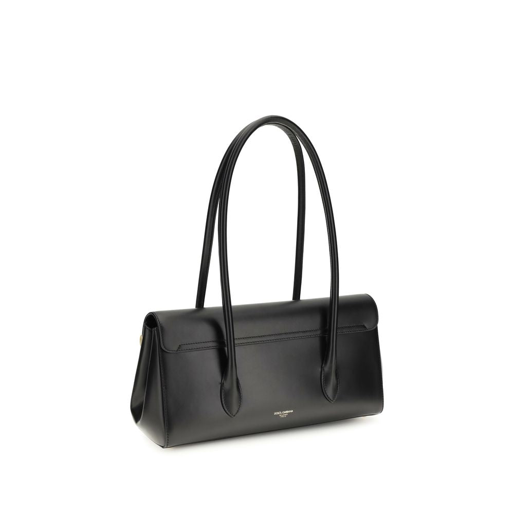 Dolce & Gabbana Marlene Lederhandtasche aus schwarzem Kalbsleder
