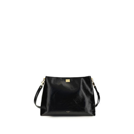 Dolce & Gabbana Vittoria Schultertasche aus schwarzem Kalbsleder
