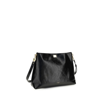 Dolce & Gabbana Vittoria Schultertasche aus schwarzem Kalbsleder