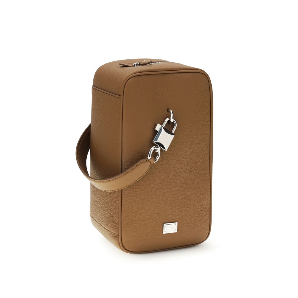 Dolce & Gabbana Braune Kalbsleder Bos Taurus Handtasche – Stilvoll und Elegant