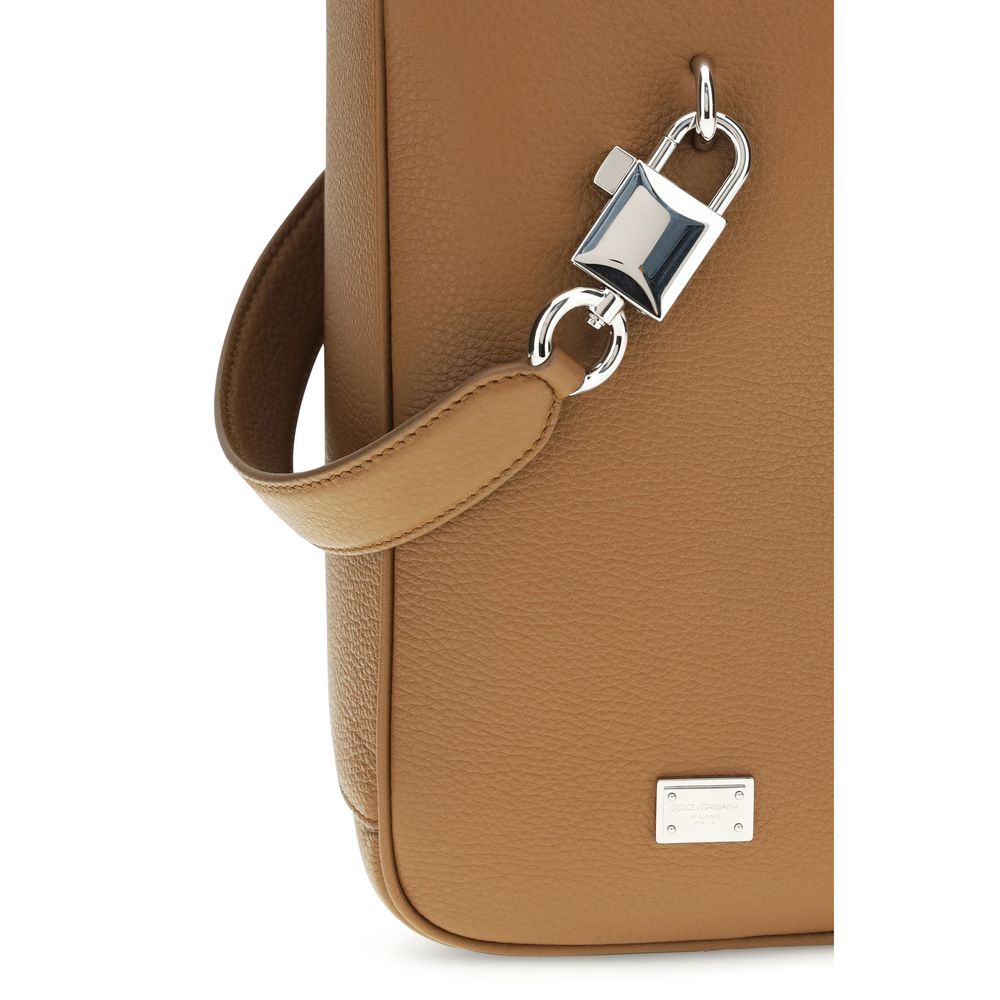 Dolce & Gabbana Braune Kalbsleder Bos Taurus Handtasche – Stilvoll und Elegant