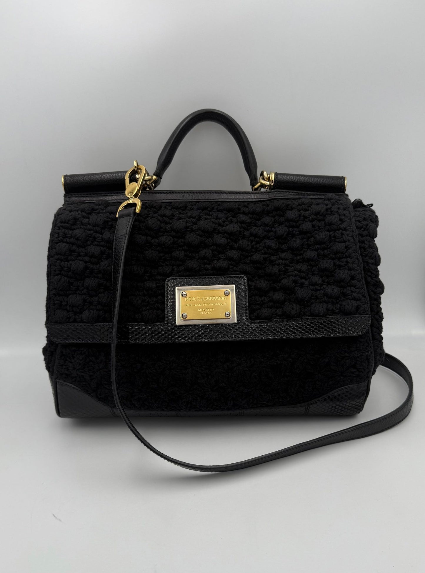 Dolce & Gabbana Sicily Handtasche aus Pyton und Makramee – Limitierte Auflage