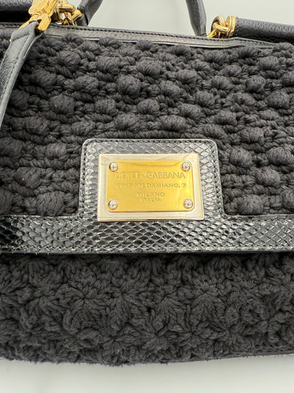 Dolce & Gabbana Sicily Handtasche aus Pyton und Makramee – Limitierte Auflage