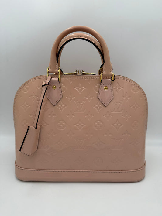 Louis Vuitton Alma MM Handtasche aus pinkem Lackleder
