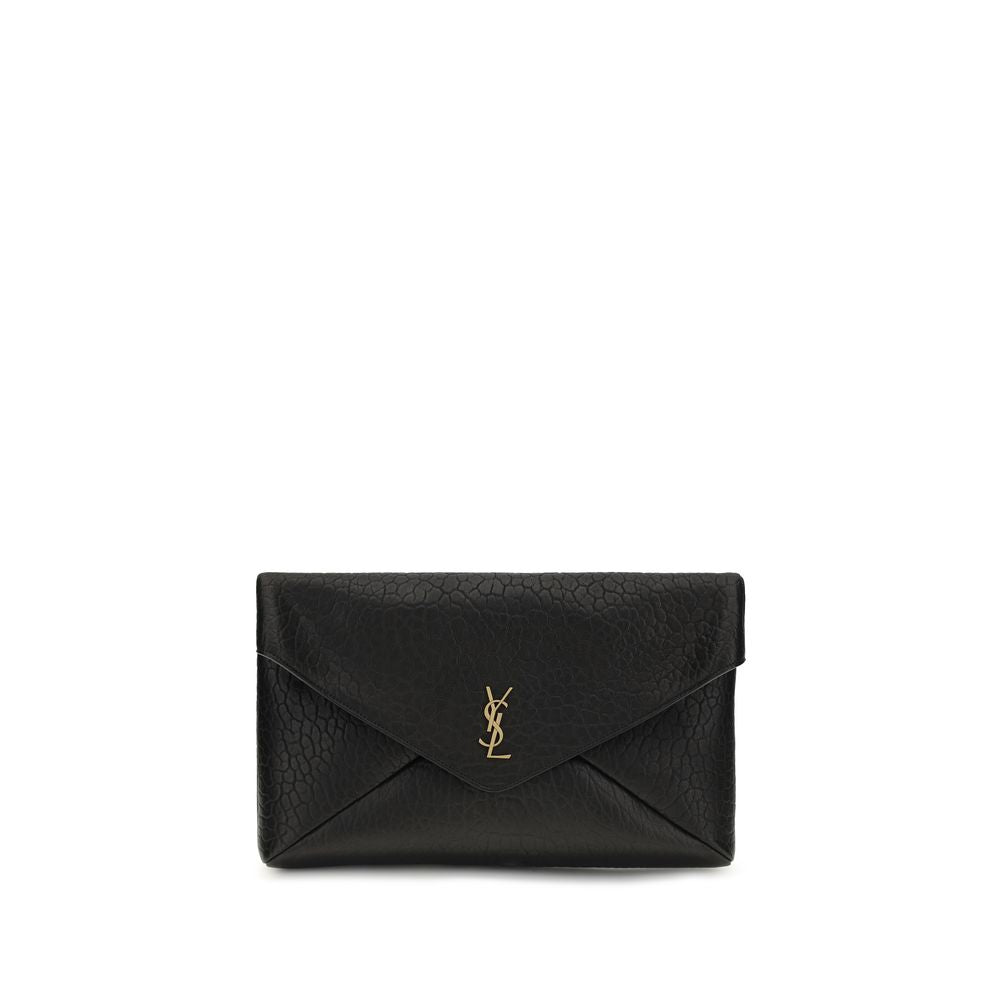 Saint Laurent Schwarze Lammleder Schultertasche Cassandre Clutch Bag