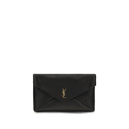 Saint Laurent Schwarze Lammleder Schultertasche Cassandre Clutch Bag