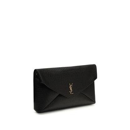 Saint Laurent Schwarze Lammleder Schultertasche Cassandre Clutch Bag