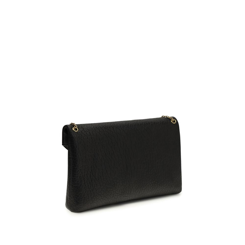 Saint Laurent Schwarze Lammleder Schultertasche Cassandre Clutch Bag
