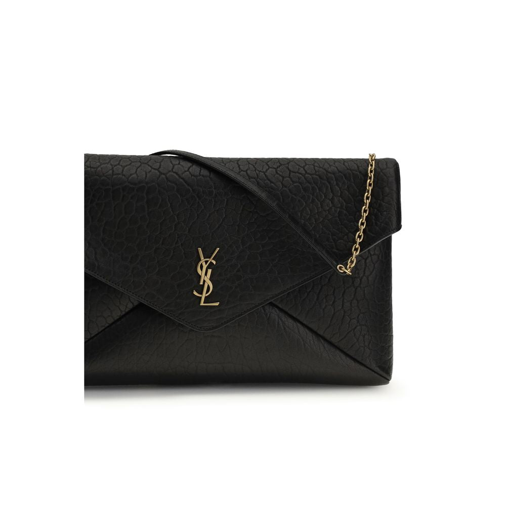 Saint Laurent Schwarze Lammleder Schultertasche Cassandre Clutch Bag
