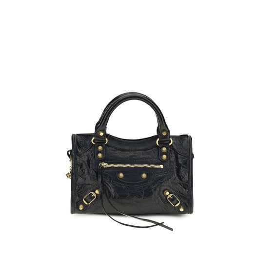 Balenciaga Le City Mini Handtasche aus schwarzem Lammleder