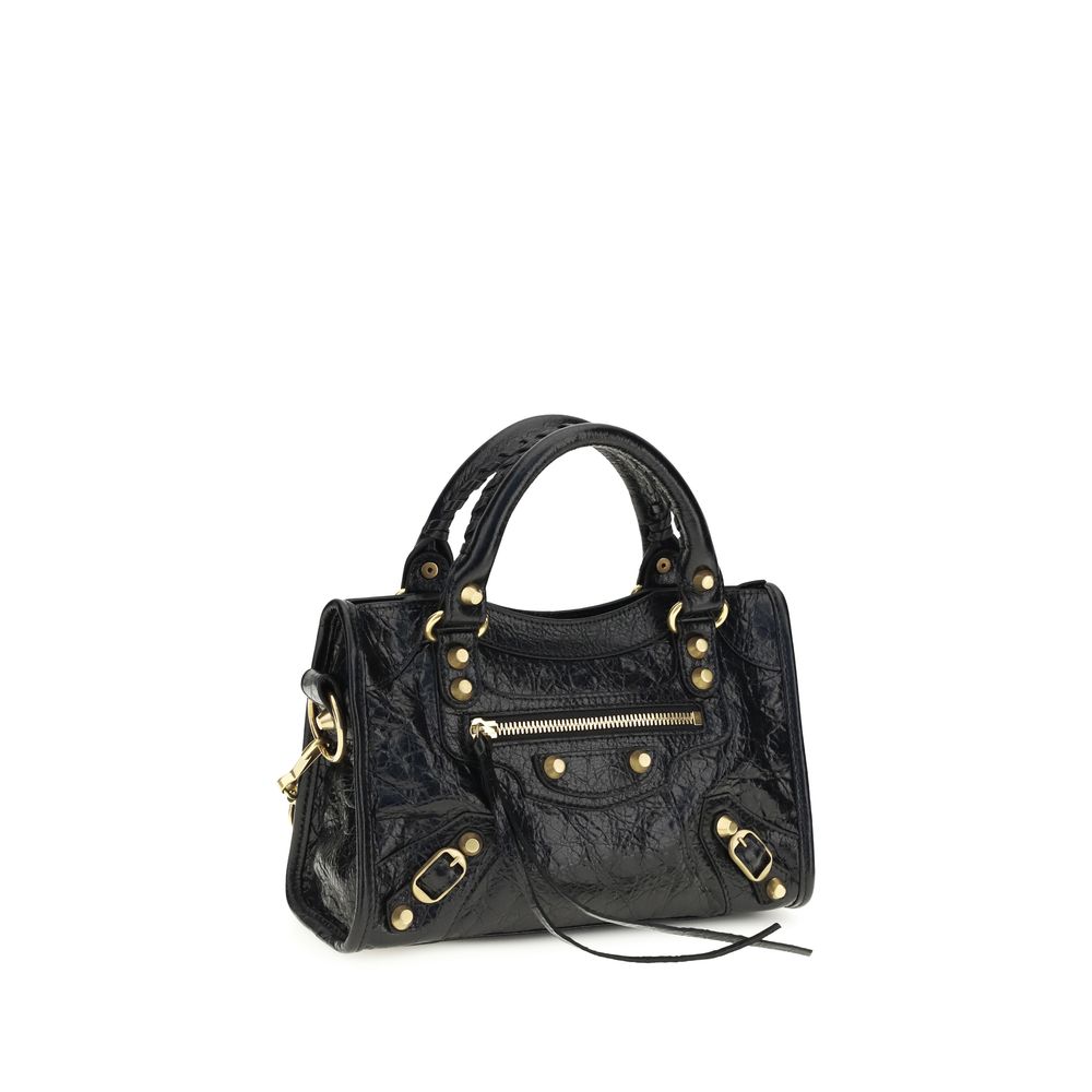 Balenciaga Le City Mini Handtasche aus schwarzem Lammleder