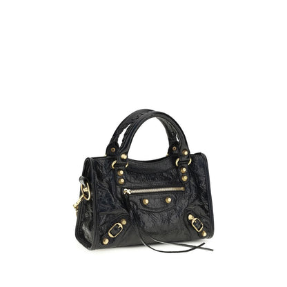 Balenciaga Le City Mini Handtasche aus schwarzem Lammleder