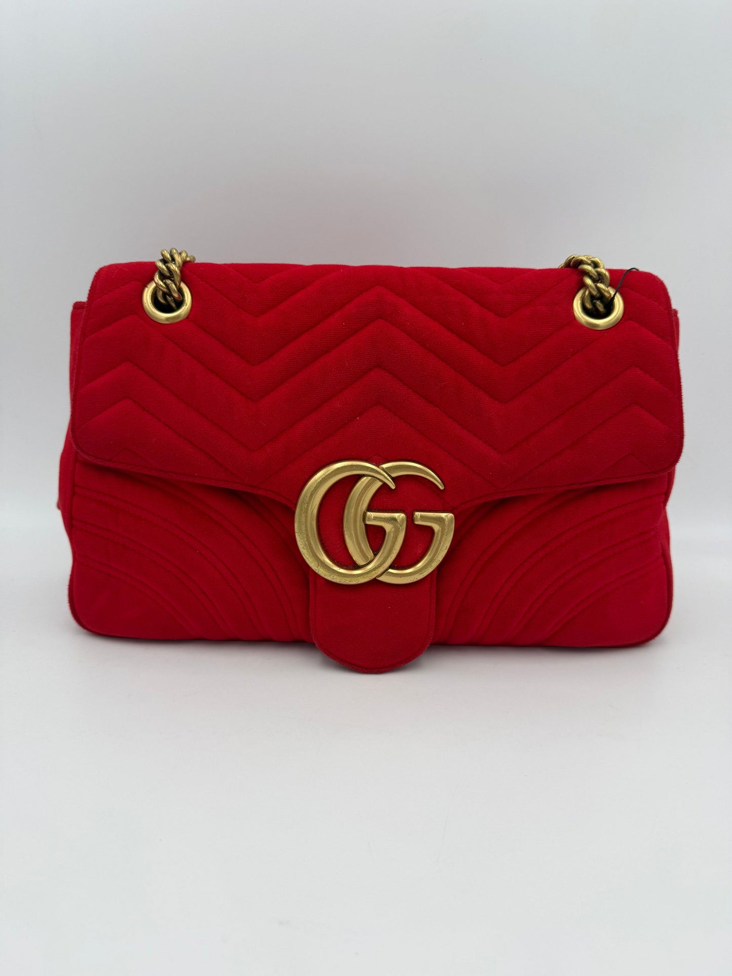 Gucci Marmont Rote Samt-Handtasche – Eleganz und Stil vereint