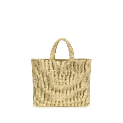 Prada Beige Raffia Schultertasche – Eleganz für den Sommer
